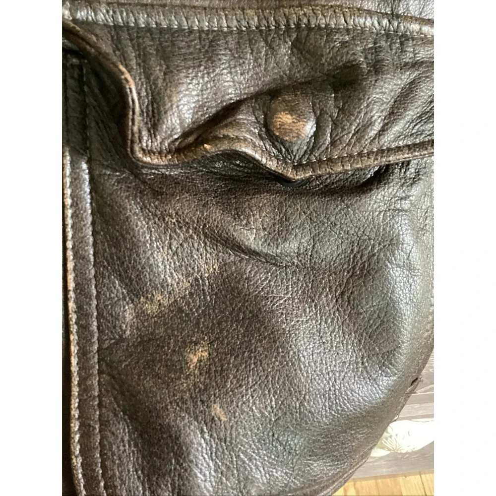 LL‎ Bean Vintage Leather Flight Jacket Brown A-2 Bomber Made in USA Size 42